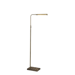 Adesso® Reader LED Floor Lamp, 54-1/4"H, Antique Brass Shade/Brown Marble Base