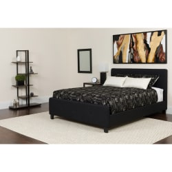 Flash Furniture Tribeca Button Tufted Upholstered Platform Bed with Memory Foam Pocket Spring Mattress, Queen, 48"H x 63"W x 85-1/4"L, Black