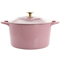 Martha Stewart 7-Quart Enameled Cast Iron Dutch Oven With Lid, Pink