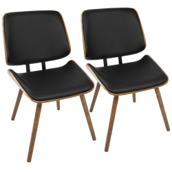 LumiSource Lombardi Chairs, Black Seat/Walnut Frame, Set Of 2 Chairs