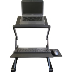 Uncaged Ergonomics WorkEZ Standing Desk laptop stand up desk converter - Raise screens to eye-level | type on an ergonomic keyboard tray