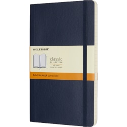 Moleskine Classic Soft Cover Notebook, 5" x 8-1/4", Ruled, 192 Pages, Sapphire Blue