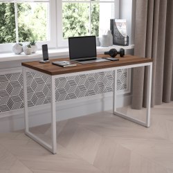 Flash Furniture 48"W Commercial-Grade Industrial Office Computer Desk, Walnut/White