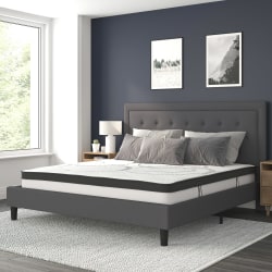 Flash Furniture Roxbury Tufted Upholstered Platform Bed with 10" , King, 50-3/4"Hx81"Wx85-1/4"L, Dark Gray - SLBM1032