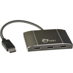 SIIG Displayport 1.2 to 3-Port HDMI MST Splitter - 3840 &times; 2160 - DisplayPort - 3 x HDMI Out - USB - Aluminum