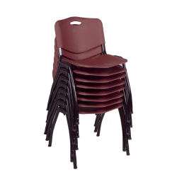 Regency M Breakroom Stacking Chairs, Chrome/Burgundy, Pack of 8 Chairs
