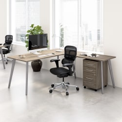 WorkPro® Motiva 72"W Modern L-Shaped Office Desk With Rolling File Cabinet, Modern Hickory, Standard Delivery
