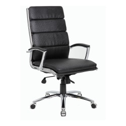 Boss Office Products Textured CaressoftPlus Ergonomic Executive High-Back Chair, Black/Chrome