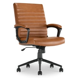 Click365 Transform 3.0 Ergonomic Vegan Leather Mid-Back Manager's Chair, Cognac