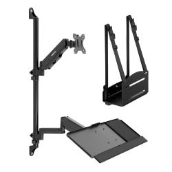 Mount-It! MI-7991 Wall-Mount Workstation With Monitor Mount, Keyboard Tray And CPU Holder, 12"H x 41"W x 7"D, Black