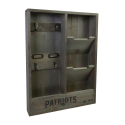 Imperial NFL Wall Mounted Wood Organizer, 19"H x 14-1/4"W x 2-3/4"D, New England Patriots