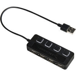 Sabrent 4-Port USB 2.0 Hub with Individual Power Switches and LEDs (HB-UMLS) - USB - External - 4 USB Port(s) - 4 USB 2.0 Port(s)