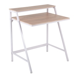 LumiSource 2-Tier 32"W Computer Desk, Natural/White