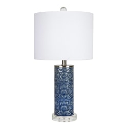 LumiSource Spyro Contemporary Table Lamp, 23"H, White Shade/Bijou Blue Base