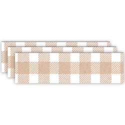 Creative Teaching Press EZ Borders, Krafty Pop Kraft Buffalo Check, 24 Borders Per Pack, Set Of 3 Packs