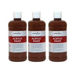 Handy Art Acrylic Paints, 16 Oz, Burnt Sienna, Pack Of 3 Paints