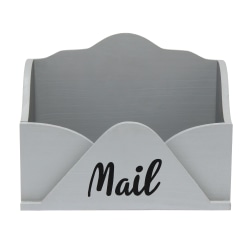 Elegant Designs Homewood Wooden Decorative Envelope-Shaped Desktop Letter Holder, 7-7/8"H x 9-7/8"W x 4-3/4"D, Gray