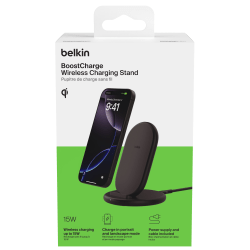 Belkin BoostCharge Wireless Charging Stand With 20W USB-C, Black, WIB006TTBK