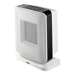 Optimus 1500-Watt Portable Oscillation Ceramic Heater With Thermostat And LED, 12" x 8", White