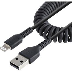 StarTech.com 50cm/20in USB to Lightning Cable, MFi Certified, Coiled iPhone Charger Cable, Black, Durable TPE Jacket Aramid Fiber - 20in (50cm) Coiled USB to Lightning charging cable with aramid fiber