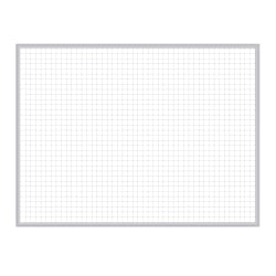 Ghent Grid 1" x 1" Magnetic Dry-Erase Whiteboard, 24" x 36", Aluminum Frame With Satin Silver Finish