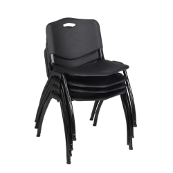 Regency M Breakroom Stacking Chairs, Chrome/Black, Pack Of 4 Chairs