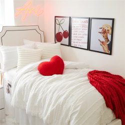 Dormify Billie Pom Pom Stripe Comforter And Sham Set, Full/Queen, White