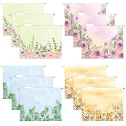 Global Deluxe Designer Printed Hanging File Folders, 1/5 Cut, Letter Size, Assorted Watercolor Floral, Pack Of 12 Folders