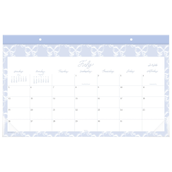 Leah Bisch™ for Mead Cambridge® Academic 2026-2027 Monthly Desk Pad Calendar, Bow Trellis, Compact, 17 3/4" x 11"