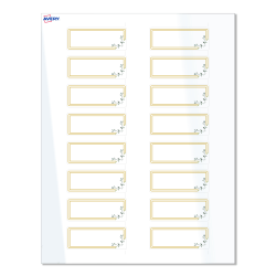 Avery® Print-To-The-Edge Labels With Sure Feed® Technology, S00-D2K-PRWGP10, Rectangle, 1" x 2-5/8", Glossy White, Preprinted Double Gold Border with Florals Design, Pack Of 160