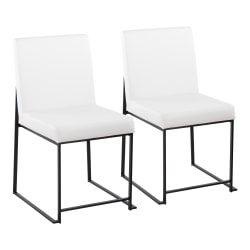 LumiSource High-Back Fuji Dining Chairs, Faux Leather, White/Black, Set Of 2 Chairs