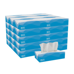 Pacific Blue Select® 2-Ply Facial Tissue, Flat Box, White, 10% Recycled Fiber, 30 Boxes Per Case, 100 Sheets Per Box