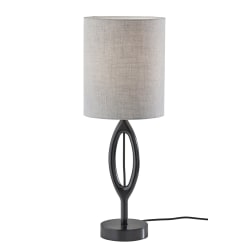 Adesso Mayfair Table Lamp, 27-1/2"H, Light Textured Gray Fabric Shade/Black Base