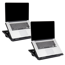 Mind Reader Adjustable Portable 8-Position Laptop Desks With Built-In Cushions, 2"H x 14-3/4"W x 11"D, Black, Set Of 2 Desks