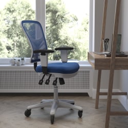 Flash Furniture Nicholas Ergonomic Mesh Mid-Back Multifunction Executive Swivel Office Chair, Blue/White