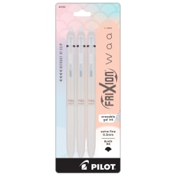 Pilot FriXion Waai Retractable Erasable Gel Ink Pens, Extra Fine Point, 0.5mm, Beige Barrels, Black Ink, Pack of 3 Pens