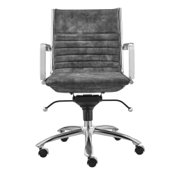 Eurostyle Dirk Velvet Low-Back Office Chair, Chrome/Gray
