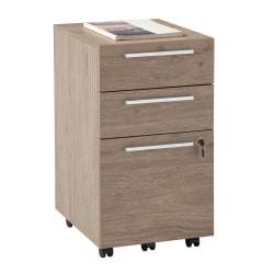 Realspace® Trezza 19"D Vertical 3-Drawer Mobile File Cabinet, Light Oak