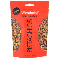 Wonderful Pistachios No Shells Pistachios Pouches, Chili Roasted, 5.5 Oz, Total Qty 10