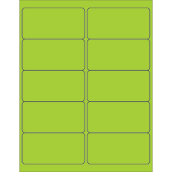 Tape Logic® Permanent Labels, LL178GN, Rectangle, 4" x 2", Fluorescent Green, Case Of 1,000