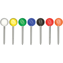 Gem Office Products Round Head Map Tacks - 0.18" Head - 0.4" Length - 100 / Box - Assorted