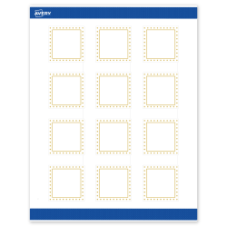 Avery® Print-To-The-Edge Labels With Sure Feed® Technology, S00-DHY-PRWMP10, Square, 2" x 2", Matte White, Preprinted Gold Border with Gold Dots Design, Pack Of 120