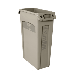 Rubbermaid® Slim Jim® Waste Container With Vents Channels, 23 Gallons, 30" x 11" x 22", Beige