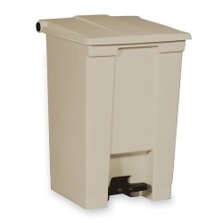 Rubbermaid® Step-On Waste Container, 17 1/8" x 15 3/4"W x 16 3/4"D, 12-Gallon Capacity, Tan