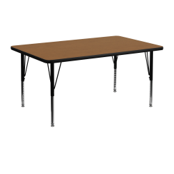 Flash Furniture 48''W Rectangular Thermal Laminate Activity Table With Short Height-Adjustable Legs, Oak