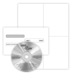 ComplyRight® W-2 Recipient Copy Only Tax Form Set, Blank with Backer, 4-Up, with Envelopes & LaserLink Software, Pack of 50