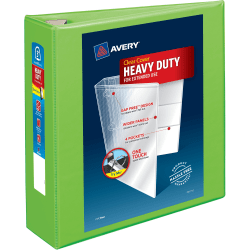 Avery® Heavy-Duty View 3-Ring Binder With Locking One-Touch EZD™ Rings, 3" D-Rings, 39% Recycled, Chartreuse