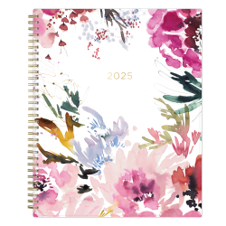 2025 Blue Sky Weekly/Monthly Planning Calendar, 8-1/2" x 11", Magenta Blooms, January 2025 To December 2025