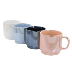 Mr. Coffee Cafe Celestial Stoneware Pearlized Mug Set, 14.8 Oz, Assorted Colors, Set Of 4 Mugs