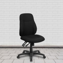 Flash Furniture Ergonomic Fabric Mid-Back Multi-Function Swivel Task Chair, Black